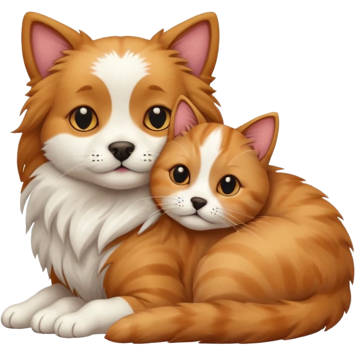 Cat with dog cuddling emoji