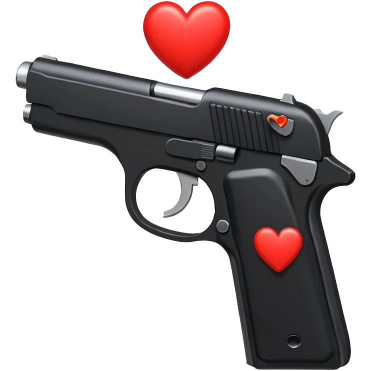 Black hand gun shooting a heart bullets out of the tip  emoji