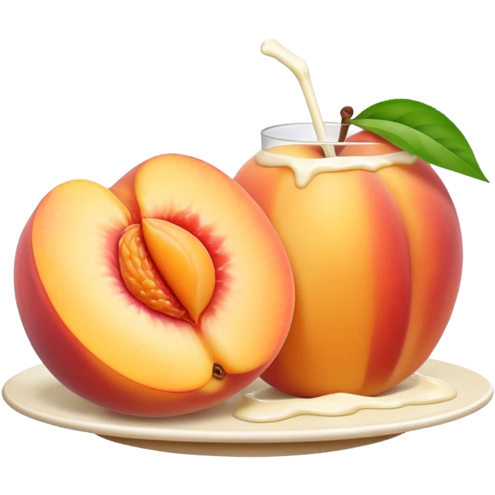 There is a lot of milk on the cut peaches. emoji