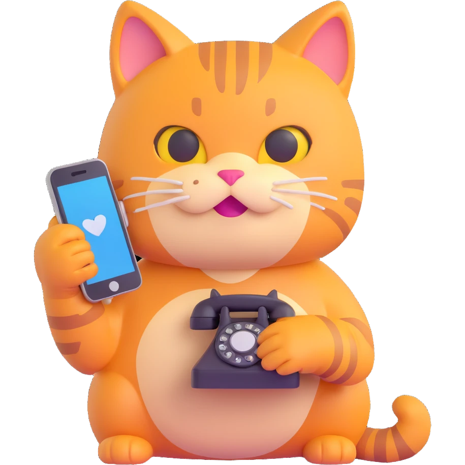 cat using a phone, 3d emoji style emoji