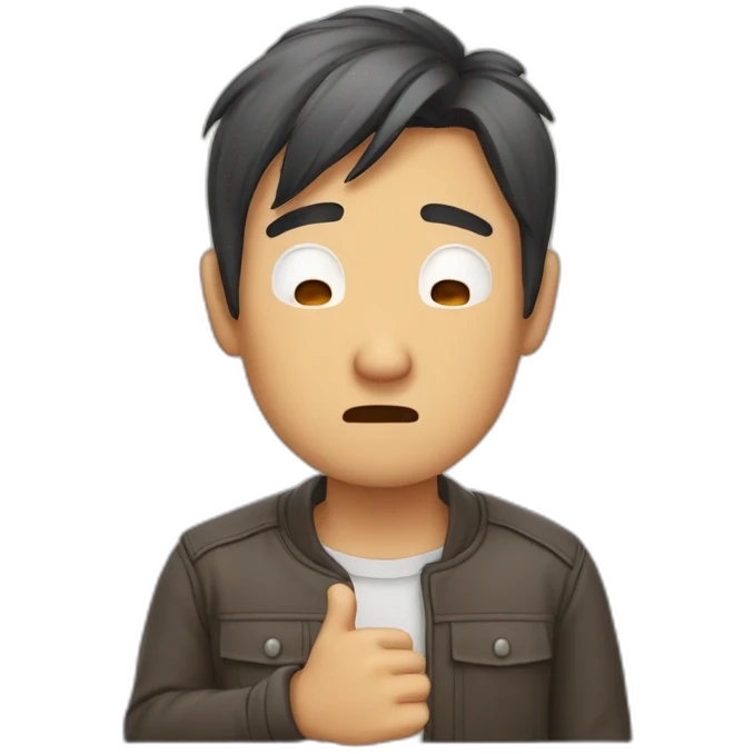 Double thumbs down crying Asian man emoji