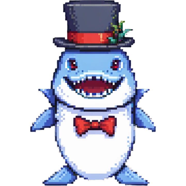 shark wearing a top hat emoji