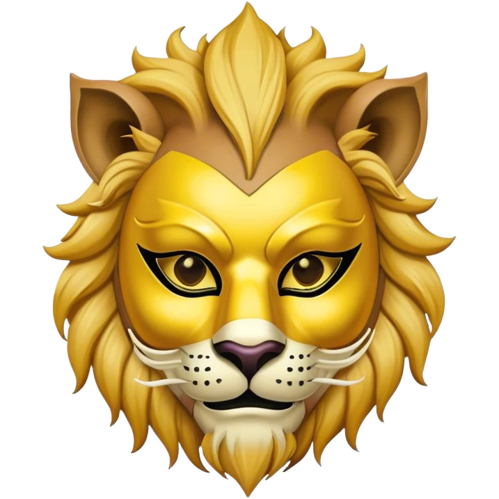 a man, with a Yellow vest,  wear half-face golden Lion masquerade mask emoji