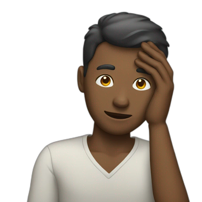 Man holding his hand in front of his head emoji