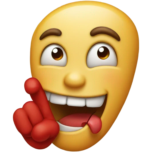 An emoji eating a red finger emoji