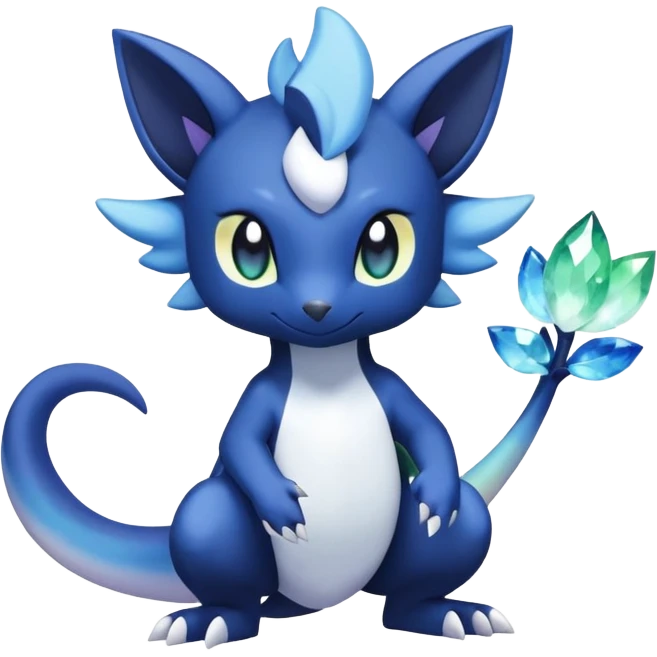 Rainbow crystal mix Shiny pastel Salandit-Meowstic-Noibat-Fakémon-hybrid-creature (full body)  emoji