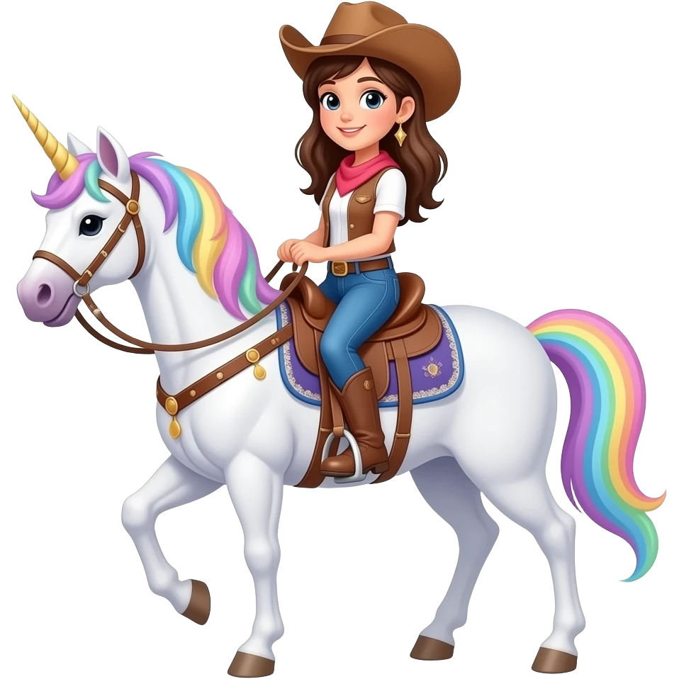 unicorn with girl cowboy on top emoji