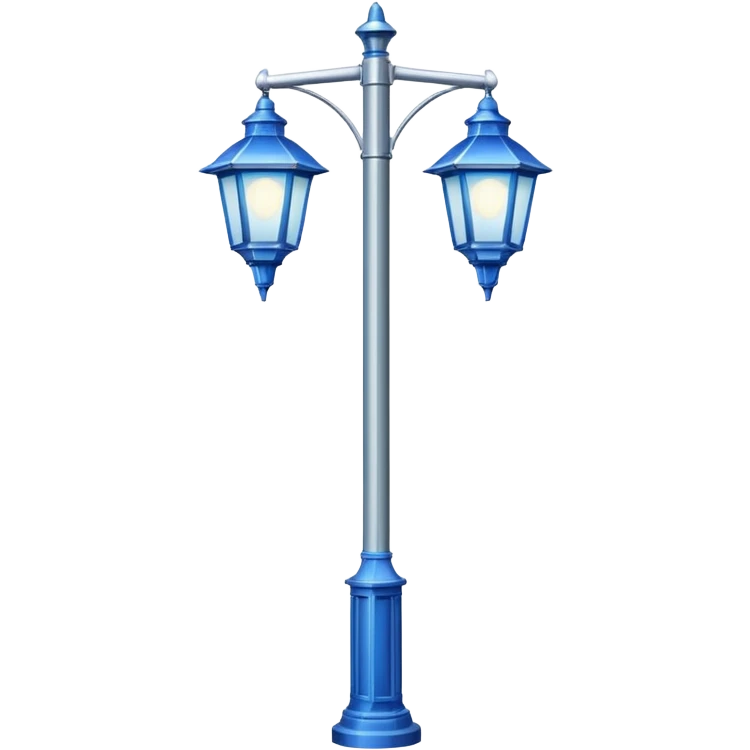 Modern Pole Light + blue halo, Street Lantern. emoji
