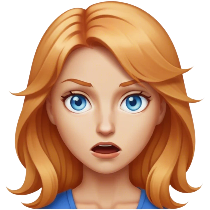 woman with strawbbery blond hair and blue eyes full of incandescent rage emoji