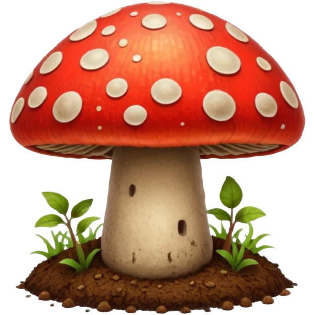 red glowing magic mushroom with dirt emoji