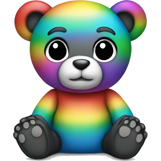 sitting rainbow teddy bear with black ears emoji