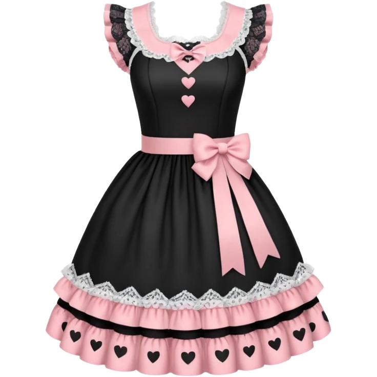lolita dress ,  hearts, black and pink, cute,  emoji
