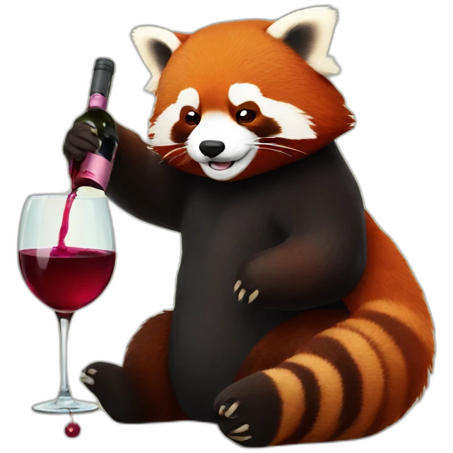 Drunk red panda with wine emoji
