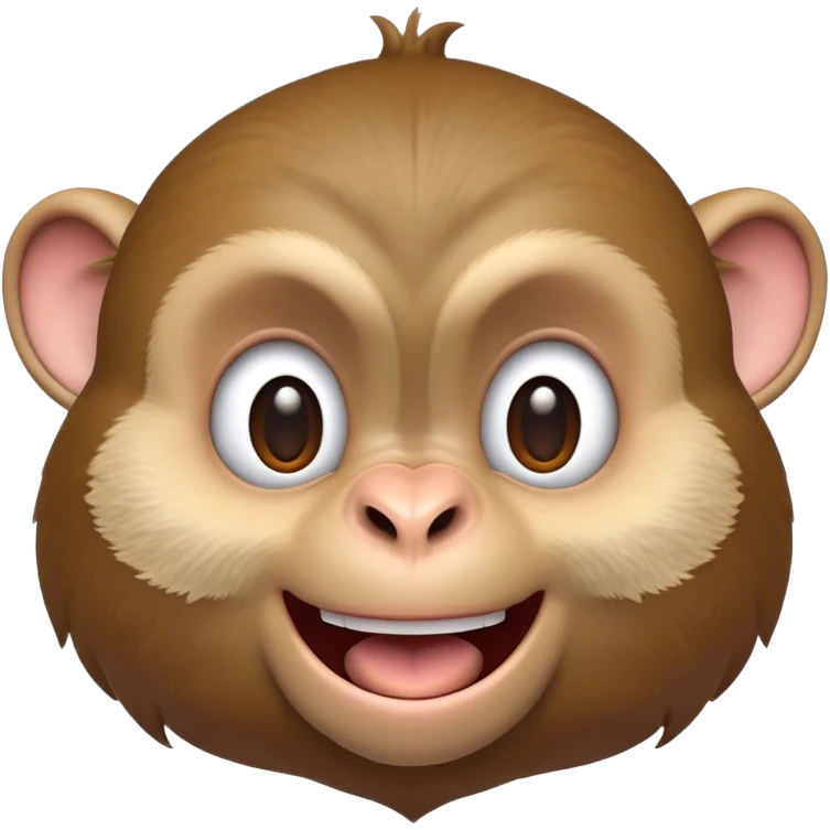 Cinematic Cheeky Macaque Portrait Emoji, Grinning mischievously with a tilted head and a playful smirk, showcasing a smart, agile build with soft, textured fur and wide, sparkling eyes pulling a funny face, Simplified yet strikingly expressive features, highly detailed, glowing with a warm, vibrant radiance, high shine, spirited and impish, stylized with an air of cheeky primate mischief, focused and teasing, soft glowing outline, capturing the essence of a cheeky macaque that looks ready to jump out of the screen with playful charm! emoji