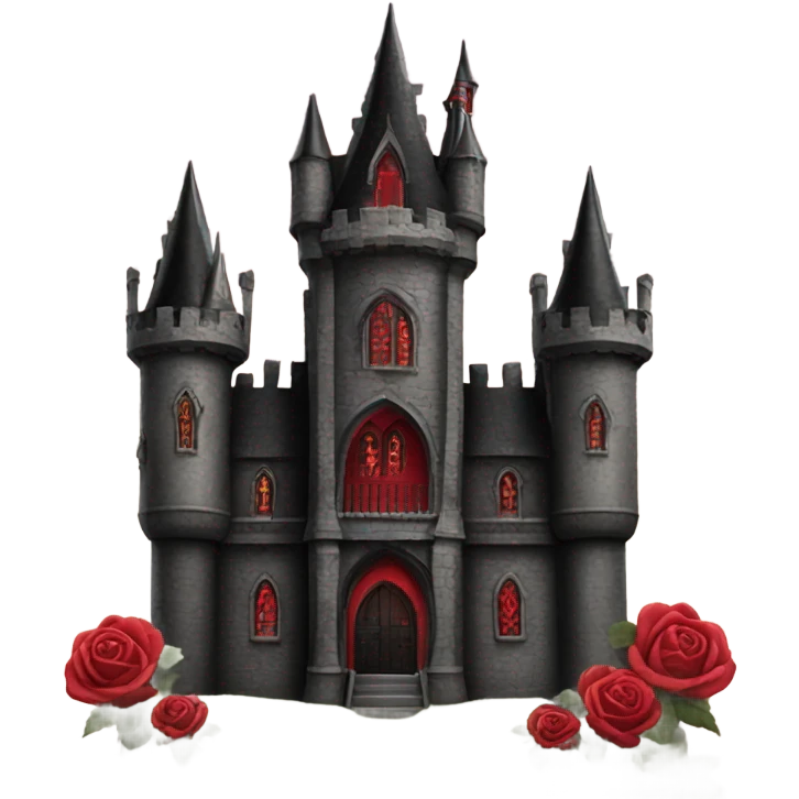 Black and red gothic castle with roses emoji
