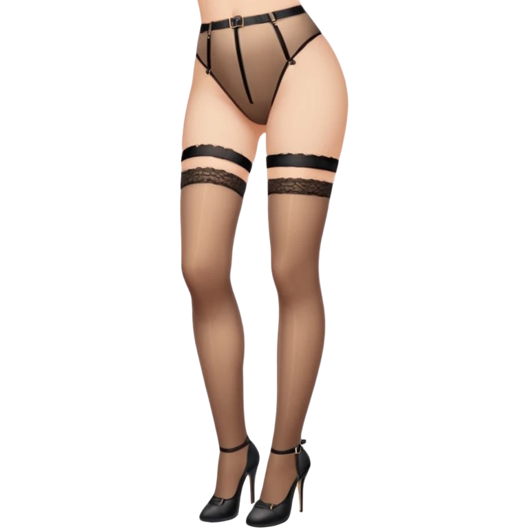 Lacey thigh high with garter belt nude color emoji