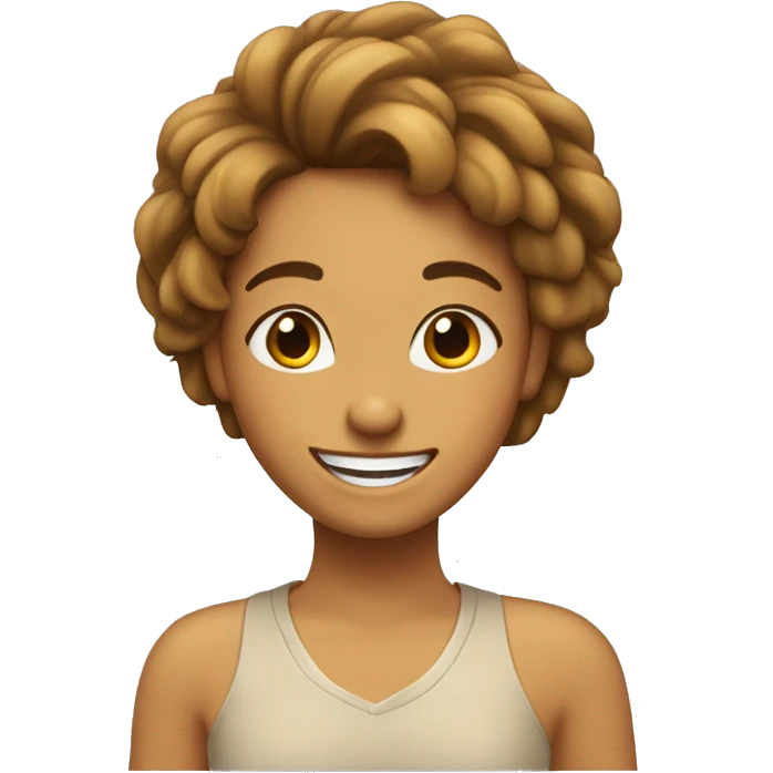 Chica con pelo marrón claro sonriendo  emoji