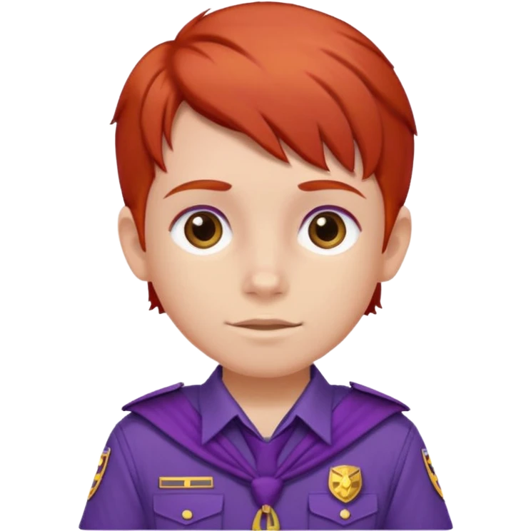 red haired scout kid with purple uniform emoji