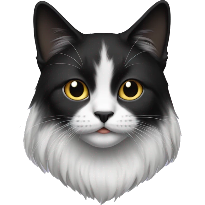 half black and half white long hair cat emoji