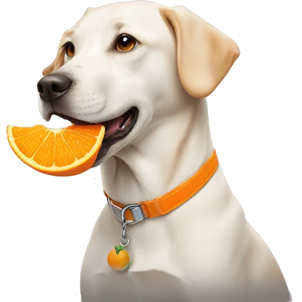 Dog eating orange emoji