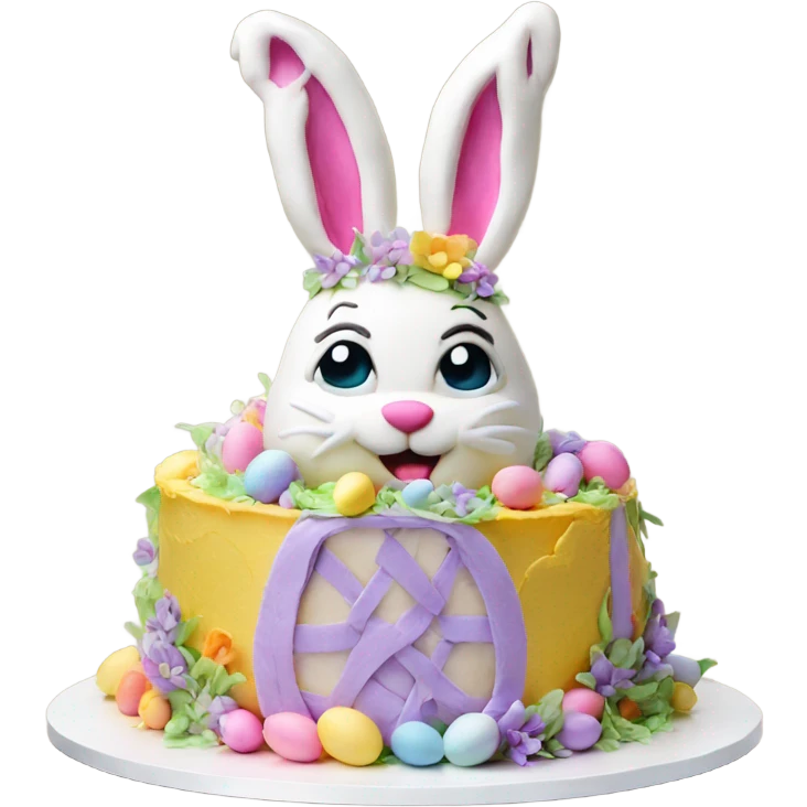beautifully decorated 2 tier Easter bunny cake emoji