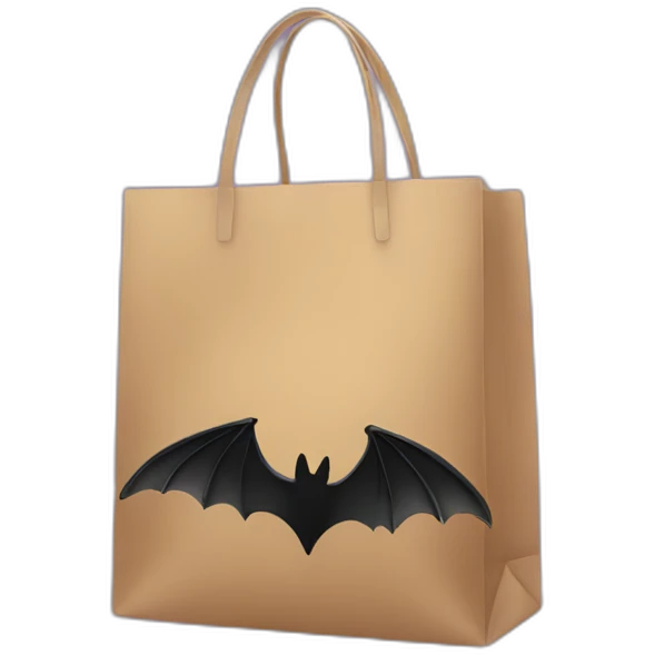 black shopping bag with bat wings emoji