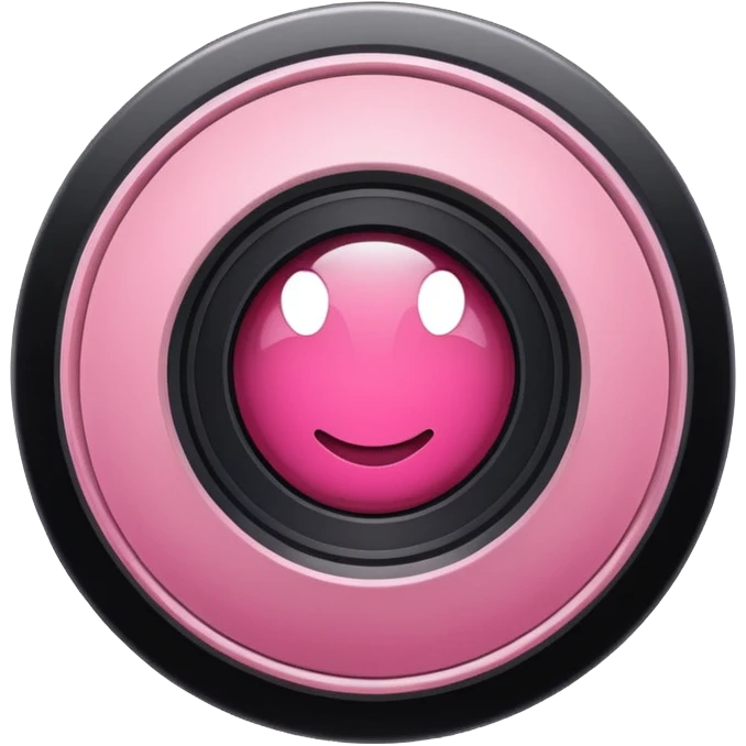A round camera lens, apple emoji style, minimalist, with highlights, no faces, pink, variant 2 emoji