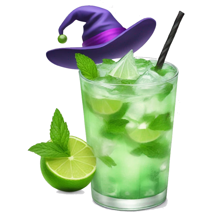 Mojito with purple witch hat emoji