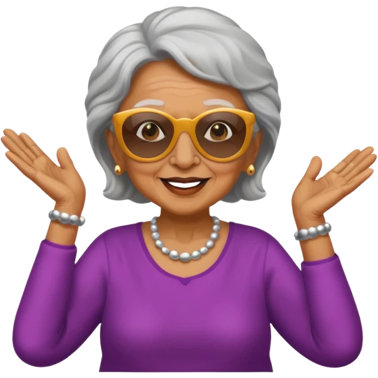 Dancing grandma with sunglasses on emoji