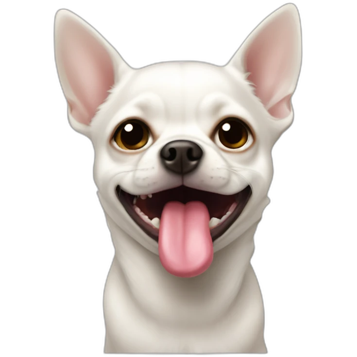 white chihuahau limp tongue mouth closed emoji