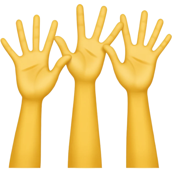 3 yellow hands in the middle about to say hurrah emoji