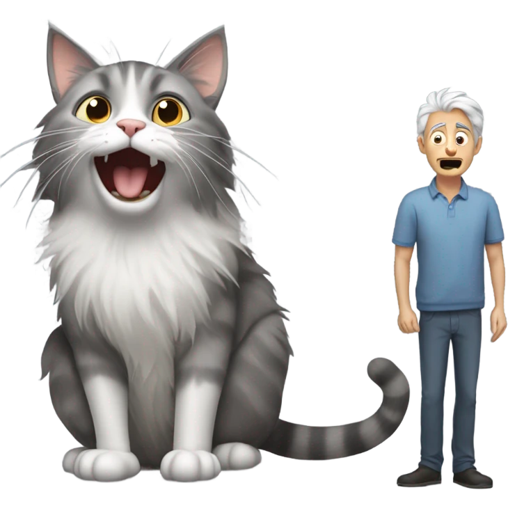 Old cat farting on a man emoji