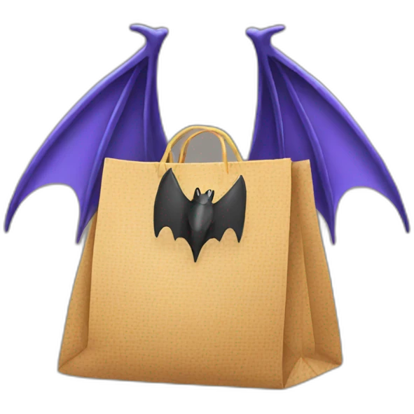 expensive shopping bag with bat wings emoji