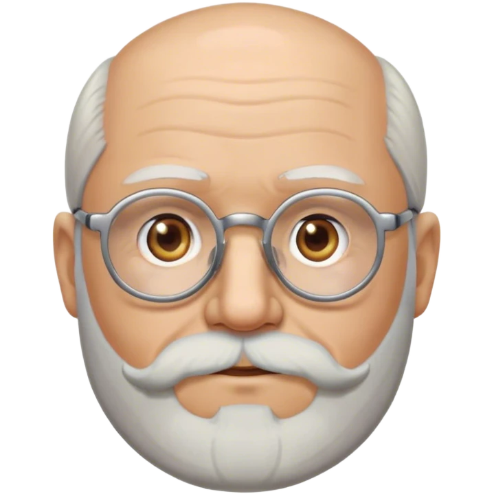 Fat old white man, round glasses, long grey beard, bald with grey hair on the sides emoji