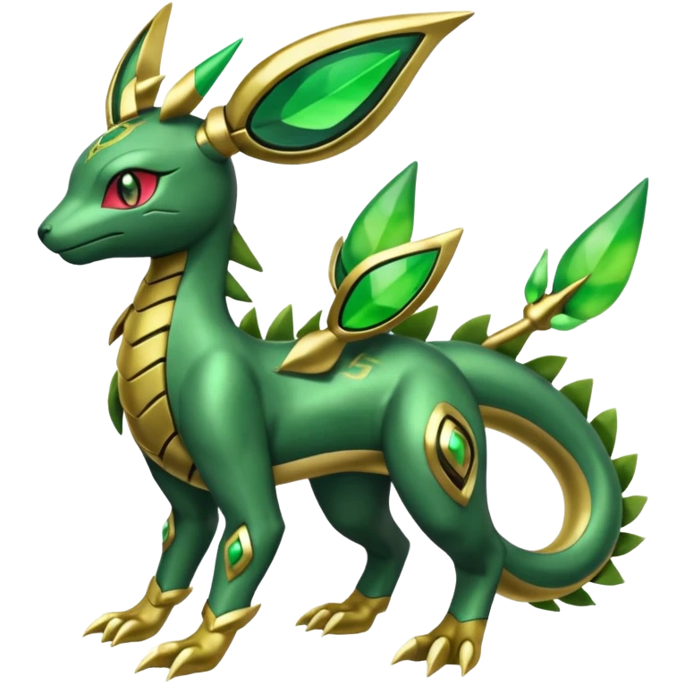 Shiny 4-legged Electrike-Rayquaza-Virizion-Zygarde-Leafeon-fusion, full body emoji