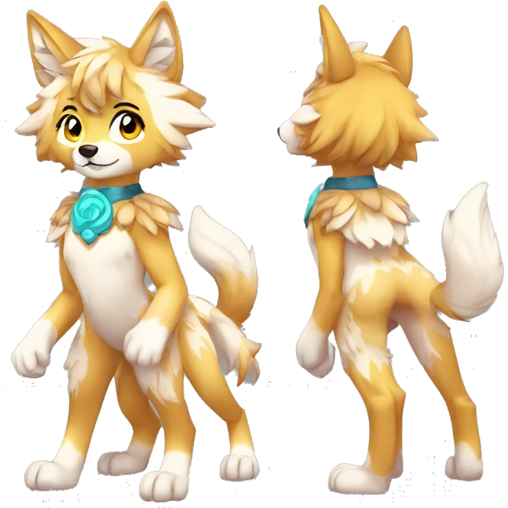 Anthro Colorful Shiny Fionbri-Falvie-sparkle-wolf-sona with wild markings full body emoji