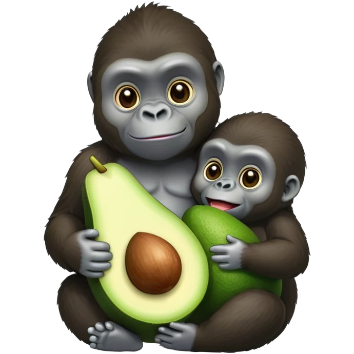 Gorilla and avocado having a baby emoji