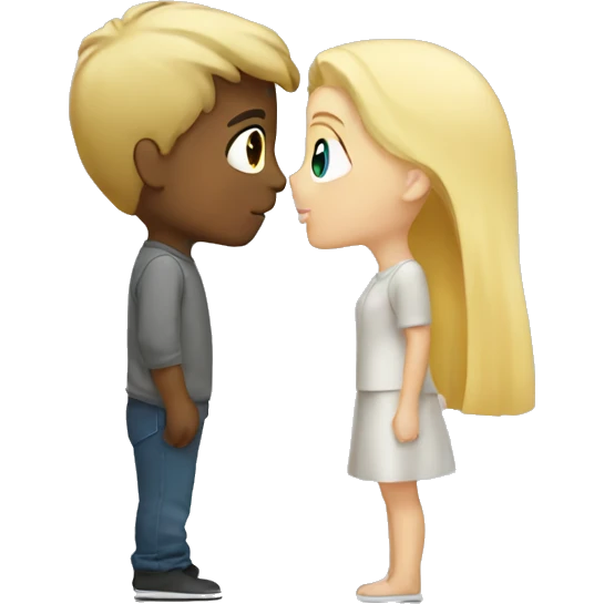 Grey boy and blonde girl kissing emoji