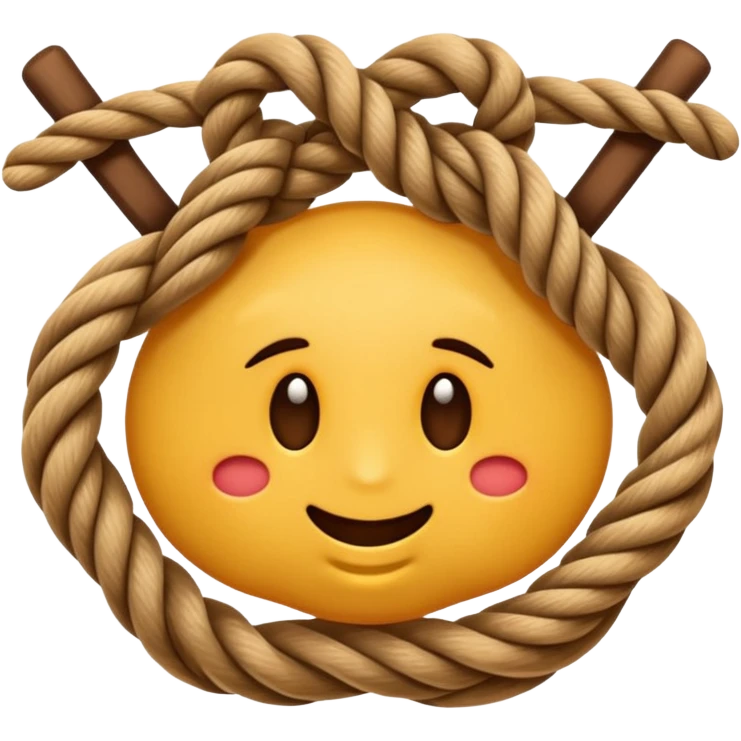 A realistic yet cute rope knot emoji, tied perfectly, symbolizing sailing skills. Vector emoji design, warm tones, clean white background. emoji