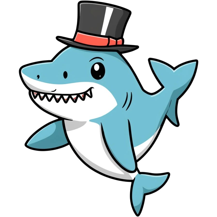Shark with a top hat emoji