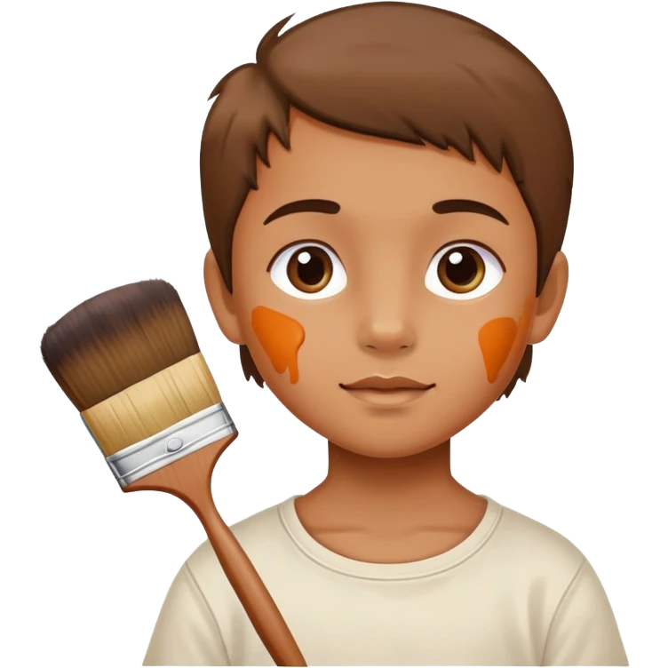 child painting on a canvas with a brush, colorful and creative emoji