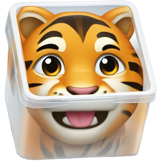 a plastic box with the name Toni with Tiger Inside  emoji
