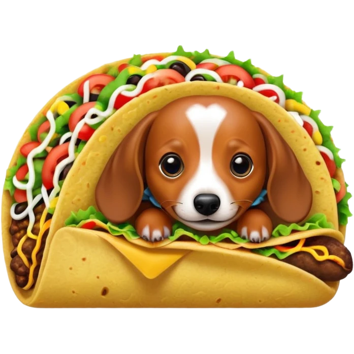 Taco with a dachshund in it emoji