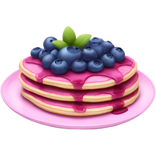 Blueberry pink pancakes on a pink plate  emoji