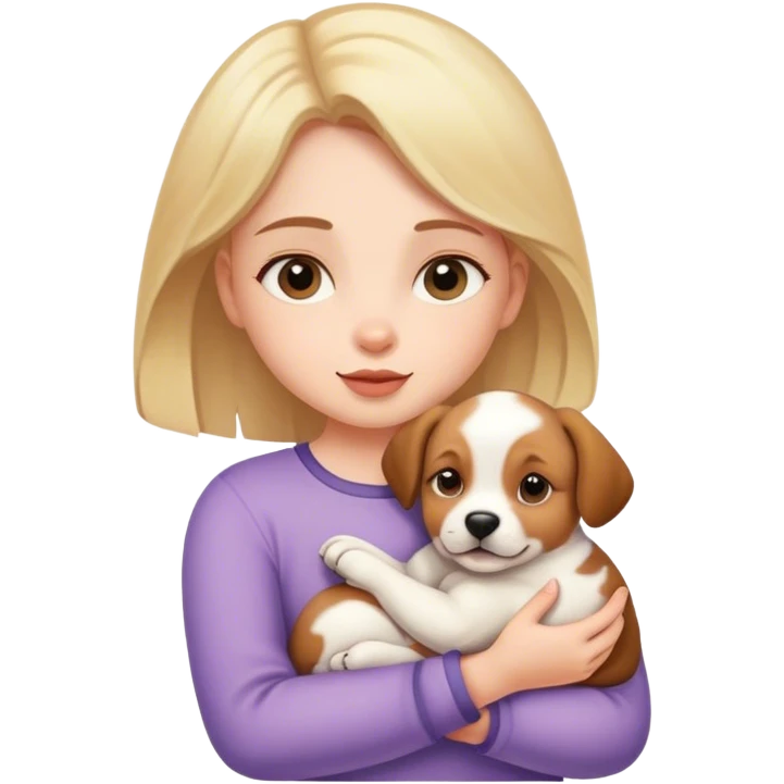 Girl holding a puppy emoji