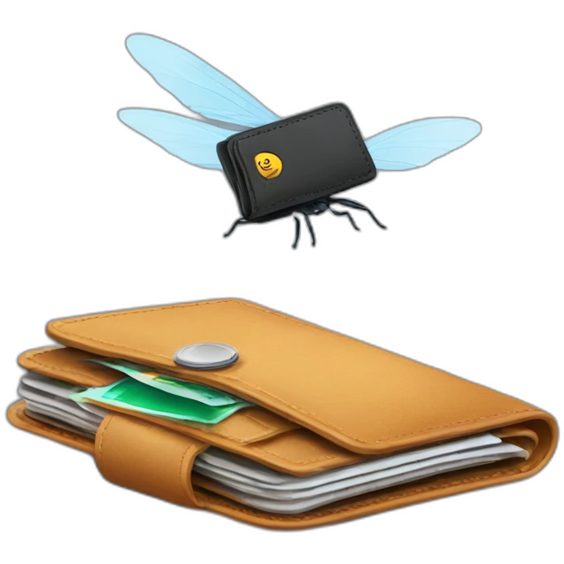 wallet with fly flying out emoji