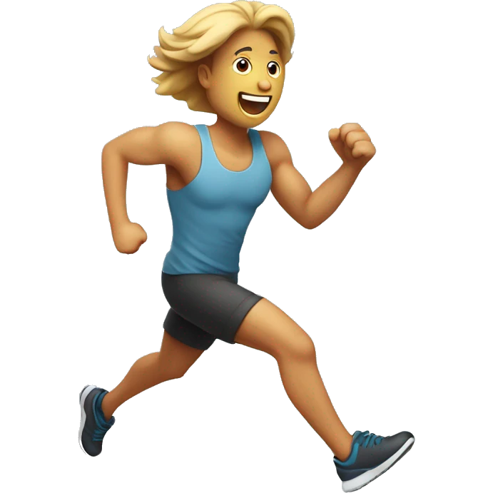 Design an emoji of a person running with a big heart beating strong. Capture the joy of cardio exercise emoji