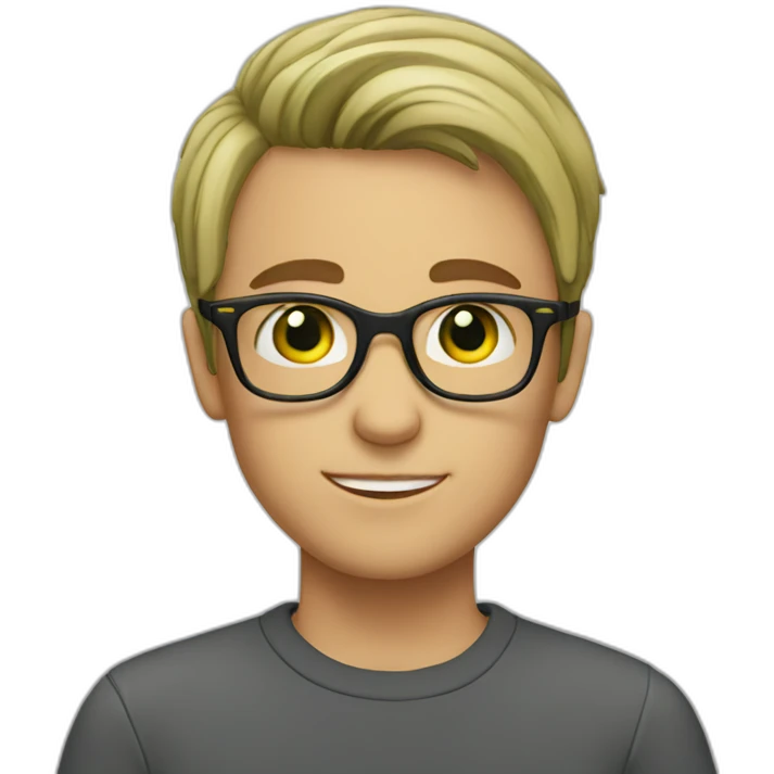 Boy with glasses short hair green eyes emoji