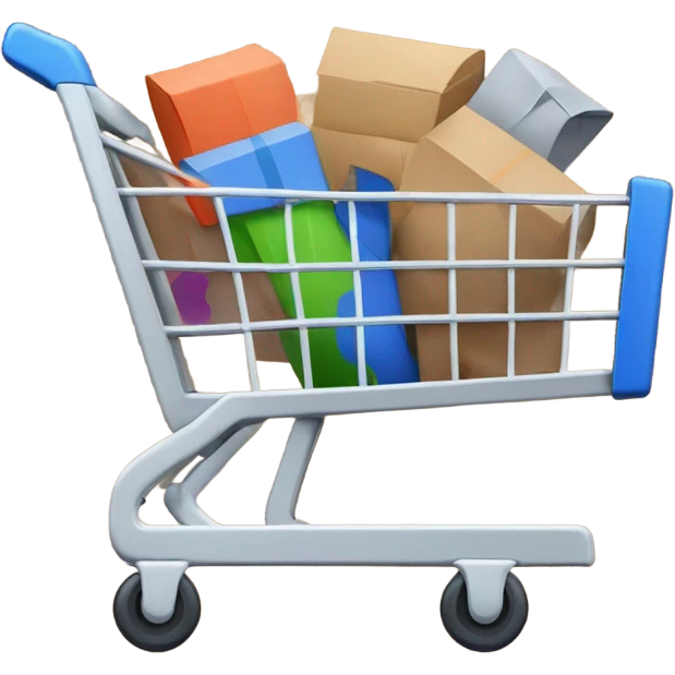 Online shopping cart with boxes emoji