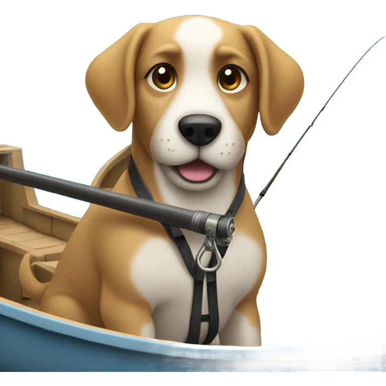 Dog in a boat fishing emoji
